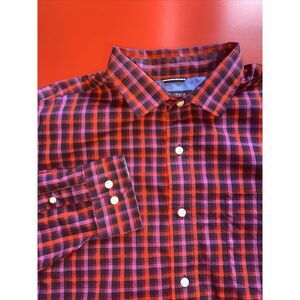Nautica Classic Fit Men's Large Long Sleeve Button Up Red Plaid Casual Dress‎